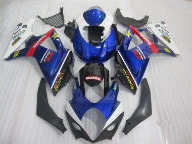 Blau Schwarz Rockstar 2007-2008 Suzuki GSXR 1000 Motorrad Verkleidung