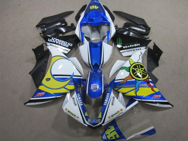 Blau Weiß Gelb 46 2012-2014 Yamaha YZF R1 Motorrad Verkleidung Blau Weiß Gelb 46 2012-2014 Yamaha YZF R1 Motorrad Verkleidung
