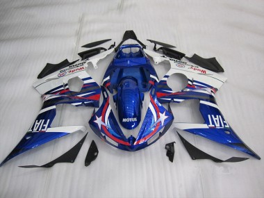 Blau Weiß Motul Fiat 2003-2005 Yamaha YZF R6 Motorrad Verkleidung