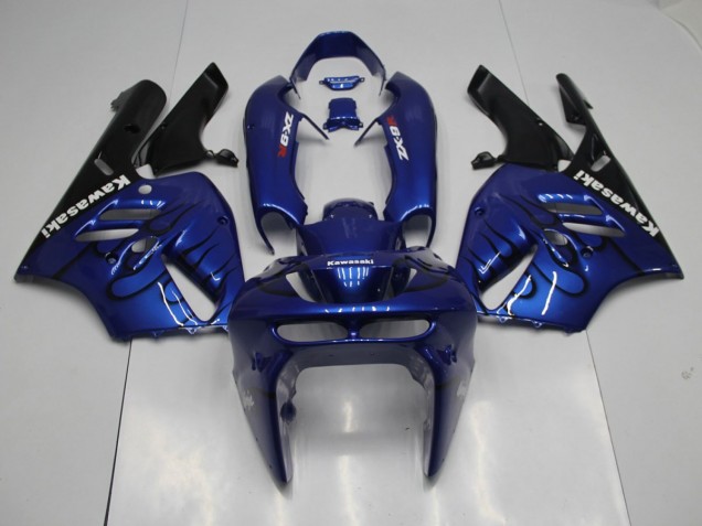 Blau schwarze Flamme 1994-1997 Kawasaki ZX9R Motorrad Verkleidung Blau schwarze Flamme 1994-1997 Kawasaki ZX9R Motorrad Verkleidung
