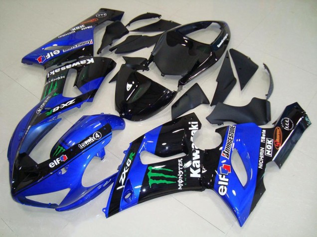 Bonbon blau Monster 2005-2006 Kawasaki ZX6R Motorrad Verkleidung Bonbon blau Monster 2005-2006 Kawasaki ZX6R Motorrad Verkleidung