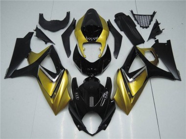 Gold Schwarz 2007-2008 Suzuki GSXR 1000 Motorrad Verkleidungen