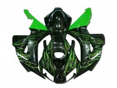 Grüne Flamme Schwarz 2006-2007 Honda CBR1000RR Motorrad Verkleidung