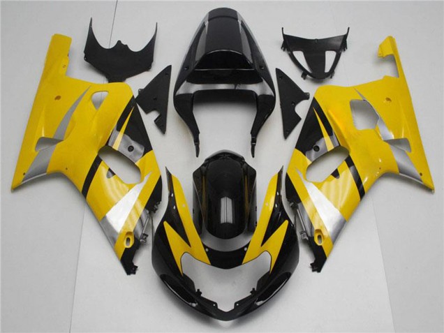 Suzuki GSXR 600/750 Motorrad Verkleidung 2001-2003 - Gelb Silber Glanzendes Schwarz