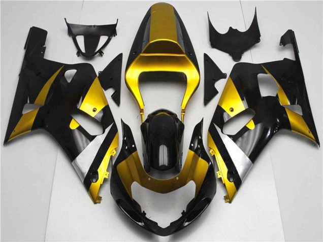 Suzuki GSXR 600/750 Motorrad Verkleidung 2001-2003 - Gold Silber Glanzendes Schwarz