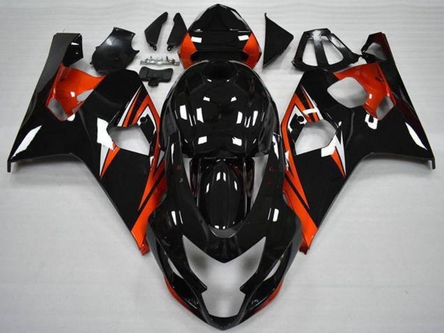 Suzuki GSXR 600/750 Motorrad Verkleidung 2004-2005 - Glanzendes Schwarz Rot Streifen