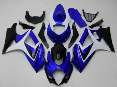 Suzuki GSXR 1000 Motorrad Verkleidung 2007-2008 - Weiss Blau Schwarz Kein Aufkleber