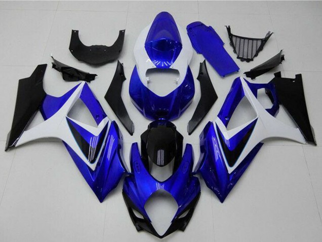 Suzuki GSXR 1000 Motorrad Verkleidung 2007-2008 - Weiss Blau Schwarz Kein Aufkleber