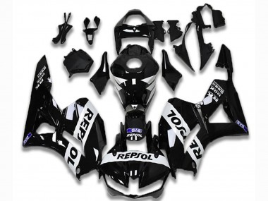Honda CBR600RR Motorrad Verkleidung 2013-2023 - Glanzendes Schwarz Weiss Repsol