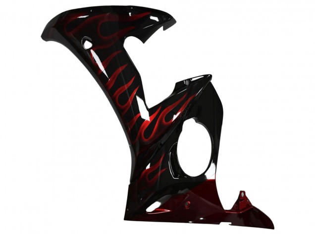 Yamaha YZF R6 Motorrad Verkleidung 2003-2004 - Glanzendes Schwarz Rot Flamme