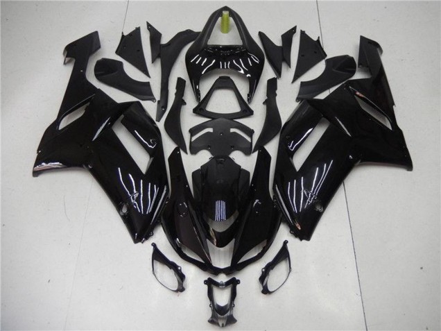 Kawasaki ZX6R Motorrad Verkleidung 2007-2008 - Glanzendes Schwarz