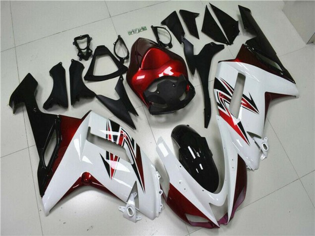 Kawasaki ZX6R Motorrad Verkleidung 2007-2008 - Weiss Schwarz Rot