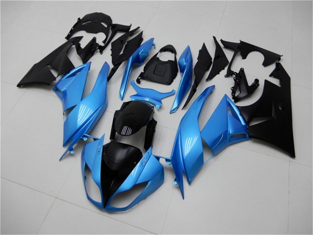 Kawasaki ZX6R Motorrad Verkleidung 2009-2012 - Hellblau Glanzendes Schwarz