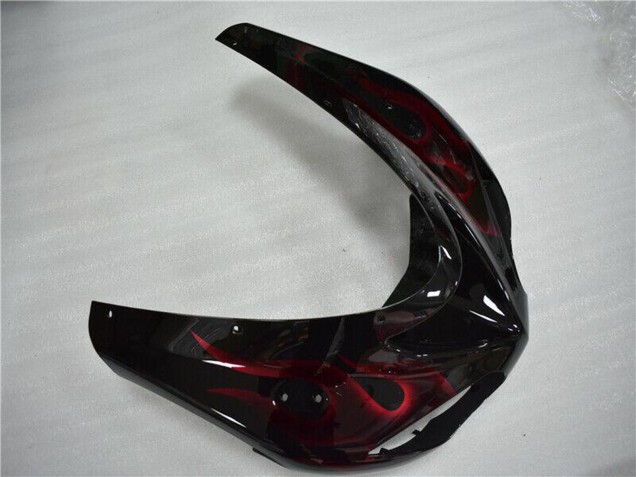 Kawasaki ZX10R Motorrad Verkleidung 2006-2007 - Glanzendes Schwarz Rot Flamme