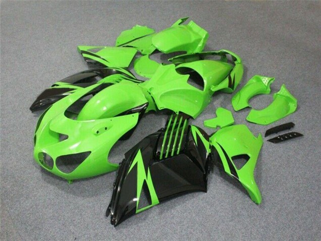 Kawasaki ZX14R ZZR1400 Motorrad Verkleidung 2006-2011 - Grun Glanzendes Schwarz