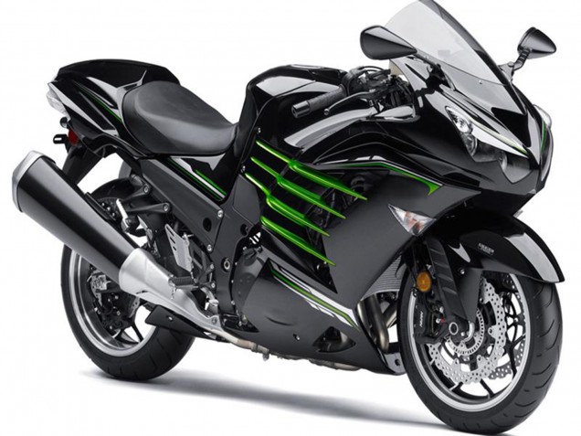 Kawasaki ZX14R ZZR1400 Motorrad Verkleidung 2012-2024 - Glanzendes Schwarz Matt Schwarz Grun