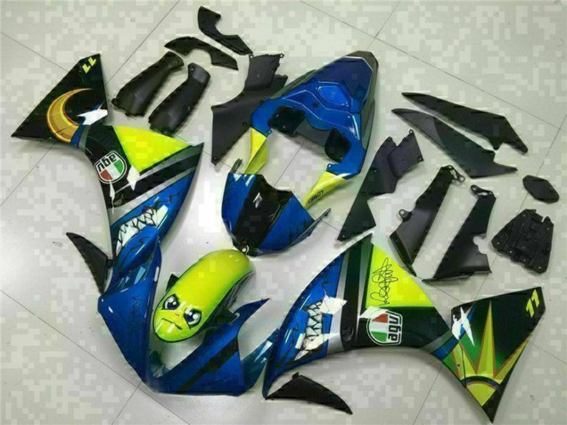Yamaha YZF R1 Motorrad Verkleidung 2009-2011 - Blau Gelb Hai