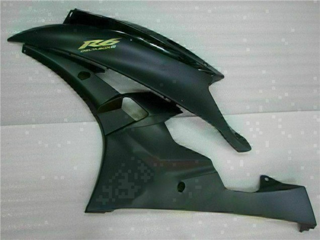 Yamaha YZF R6 Motorrad Verkleidung 2006-2007 - Glanzendes Schwarz Matt Schwarz Gold Aufkleber