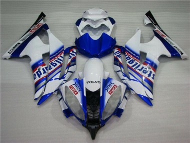 Yamaha YZF R6 Motorrad Verkleidung 2008-2016 - Weiss Blau Rot Sterilgarda Volvo Fimer Yamalube