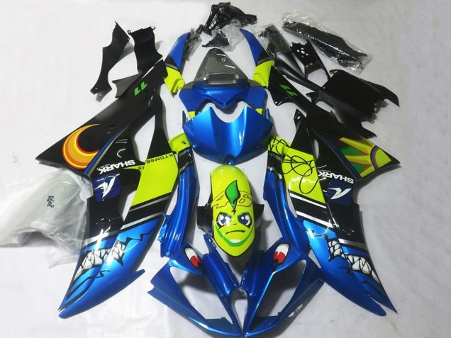 Yamaha YZF R6 Motorrad Verkleidung 2008-2016 - Blau Gelb Schwarz Hai