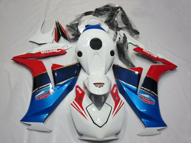 Honda CBR1000RR Motorrad Verkleidung 2012-2016 - Weiss Rot Blau Motul