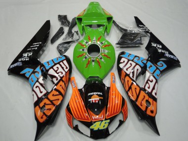 Honda CBR1000RR Motorrad Verkleidung 2006-2007 - Grun Orange Blau Glanzendes Schwarz Rossi 46