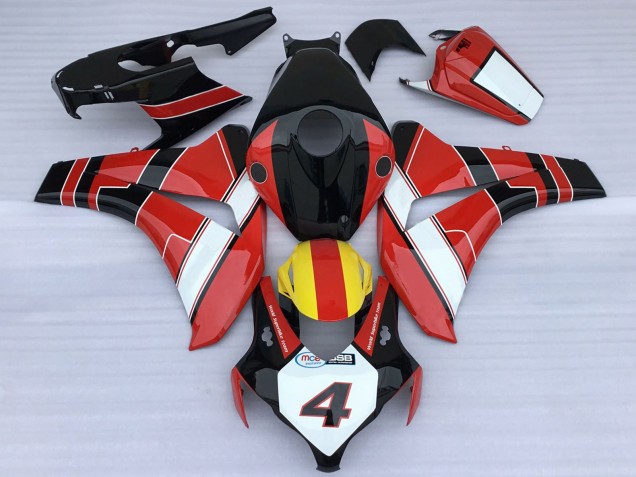 Honda CBR1000RR Motorrad Verkleidung 2008-2011 - Rot Weiss Gelb Glanzendes Schwarz Rennen Stil