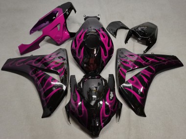Honda CBR1000RR Motorrad Verkleidung 2008-2011 - Glanzendes Schwarz Rosa Flamme