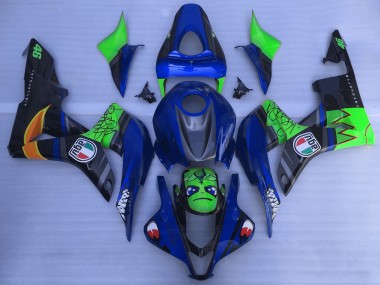 Honda CBR600RR Motorrad Verkleidung 2007-2008 - Blau Grun Glanzendes Schwarz Hai