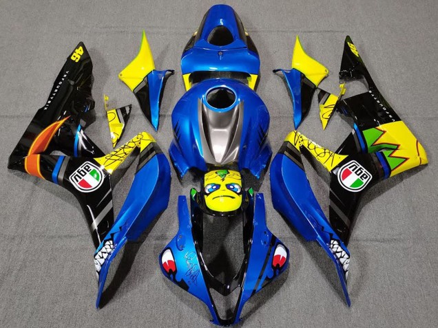 Honda CBR600RR Motorrad Verkleidung 2007-2008 - Blau Gelb Glanzendes Schwarz Hai