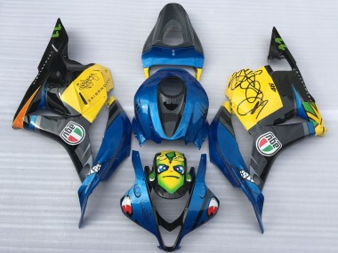 Honda CBR600RR Motorrad Verkleidung 2009-2012 - Blau Gelb Glanzendes Schwarz Hai