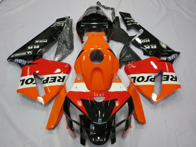 Honda CBR600RR Motorrad Verkleidung 2005-2006 - Orange Weiss Rot Glanzendes Schwarz Repsol