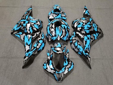 Honda CBR600RR Motorrad Verkleidung 2009-2012 - Blau Silber Camouflage