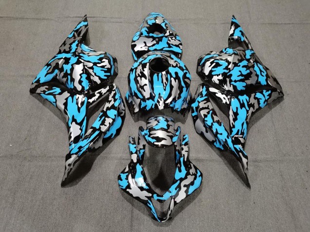Honda CBR600RR Motorrad Verkleidung 2009-2012 - Blau Silber Camouflage
