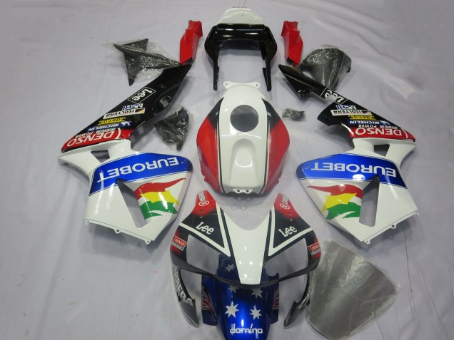 Honda CBR600RR Motorrad Verkleidung Kit 2003-2004 - Weiss Rot Blau Glanzendes Schwarz EuroBet