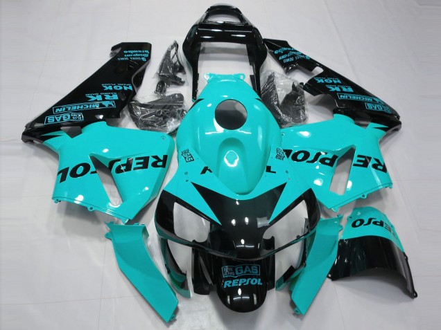 Honda CBR600RR Motorrad Verkleidung 2003-2004 - Hellblau Glanzendes Schwarz Repsol