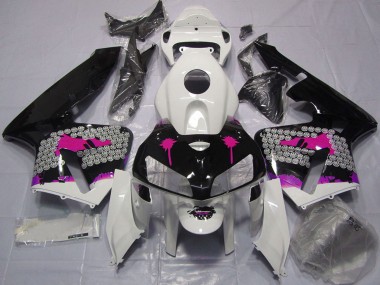 Honda CBR600RR Motorrad Verkleidung 2005-2006 - Rosa Spritzer on Glanzendes Schwarz