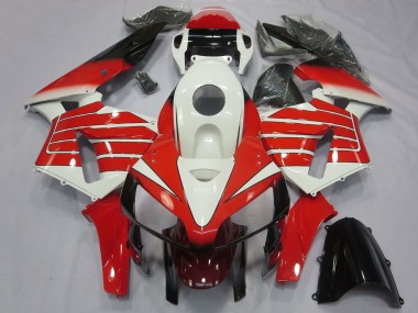 Honda CBR600RR Motorrad Verkleidung 2005-2006 - Weiss Rot Schwarz Large Streifen