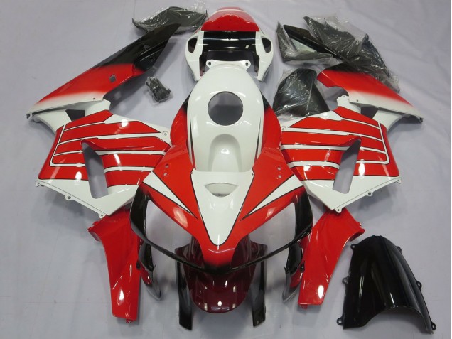 Honda CBR600RR Motorrad Verkleidung 2005-2006 - Weiss Rot Schwarz Large Streifen