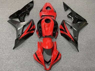 Honda CBR600RR Motorrad Verkleidung 2007-2008 - Grau Rot Glanzendes Schwarz OEM Stil