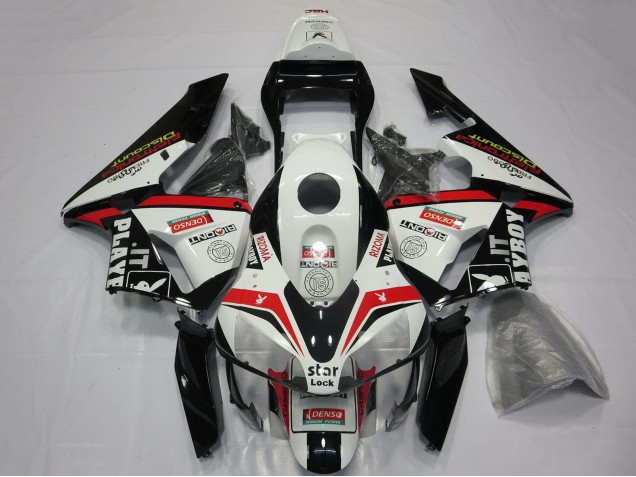 Honda CBR600RR Motorrad Verkleidung 2003-2004 - Weiss Rot Glanzendes Schwarz Playboy