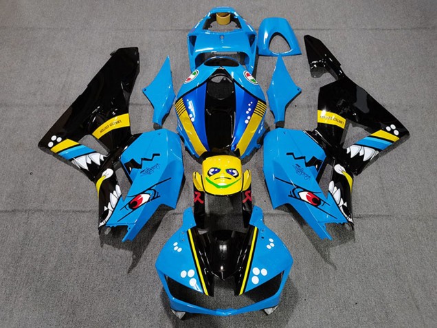 Honda CBR600RR Motorrad Verkleidung 2013-2023 - Blau Gelb Glanzendes Schwarz Hai