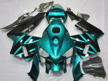 Honda CBR600RR Motorrad Verkleidung 2005-2006 - Blau Grun Glanzendes Schwarz Design