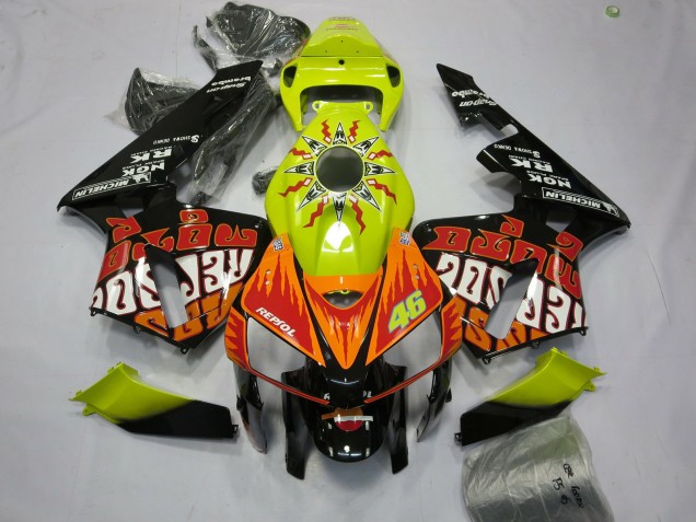 Honda CBR600RR Motorrad Verkleidung 2005-2006 - Vibrant Gelb Schwarz Rossi