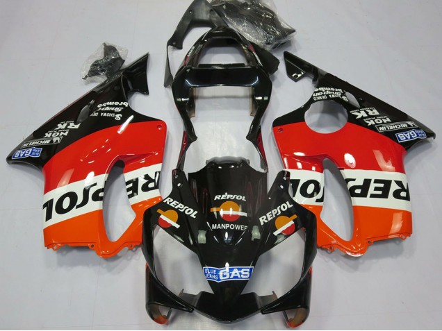 Honda CBR600 F4i Motorrad Verkleidung 2001-2003 - Orange Weiss Rot Glanzendes Schwarz Repsol