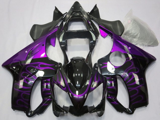 Honda CBR600 F4i Motorrad Verkleidung 2001-2003 - Glanzendes Schwarz Lila Flamme