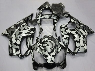 Honda CBR600 F4i Motorrad Verkleidung 2001-2003 - Weiss Grau Schwarz Camouflage