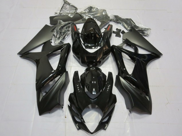 Suzuki GSXR 1000 Motorrad Verkleidung 2007-2008 - Glanzendes Schwarz Matt Schwarz Schlichtes