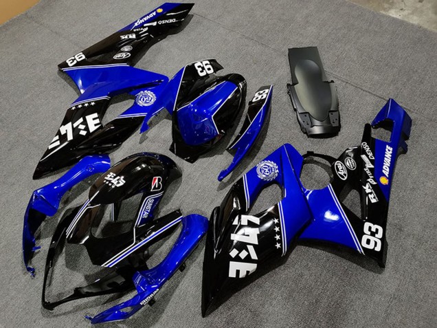 Suzuki GSXR 1000 Motorrad Verkleidung 2005-2006 - Blau Glanzendes Schwarz Weiss