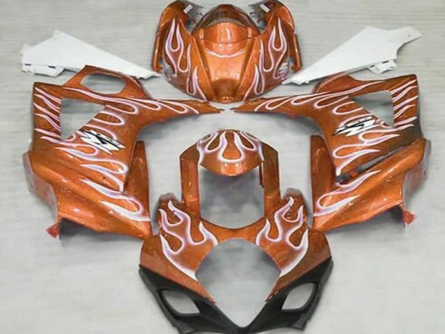 Suzuki GSXR 1000 Motorrad Verkleidung 2007-2008 - Orange Weiss Flamme